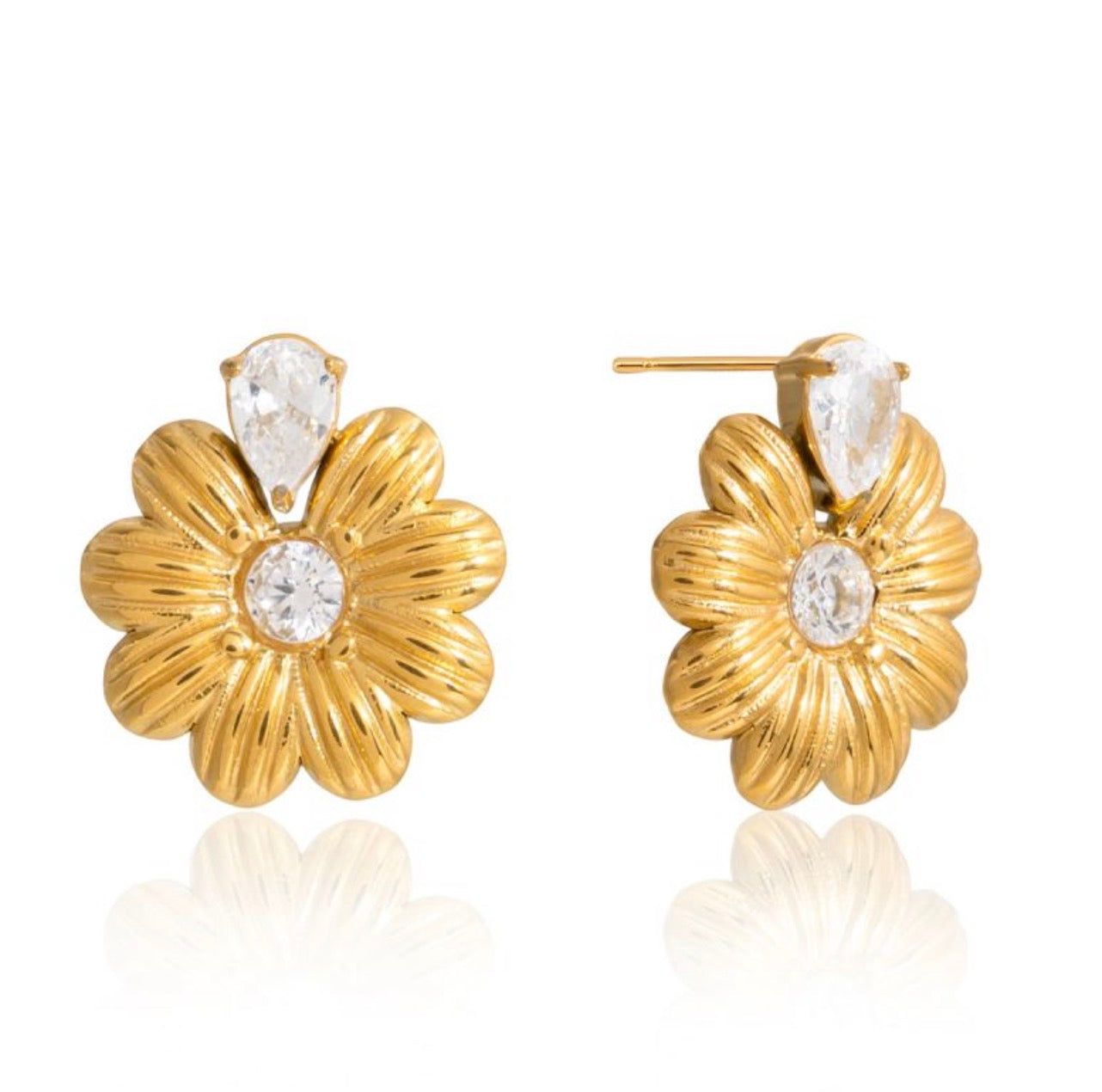 Brincos Flor em Aço Inoxidável com Zircónias- Sienna’s Flowers