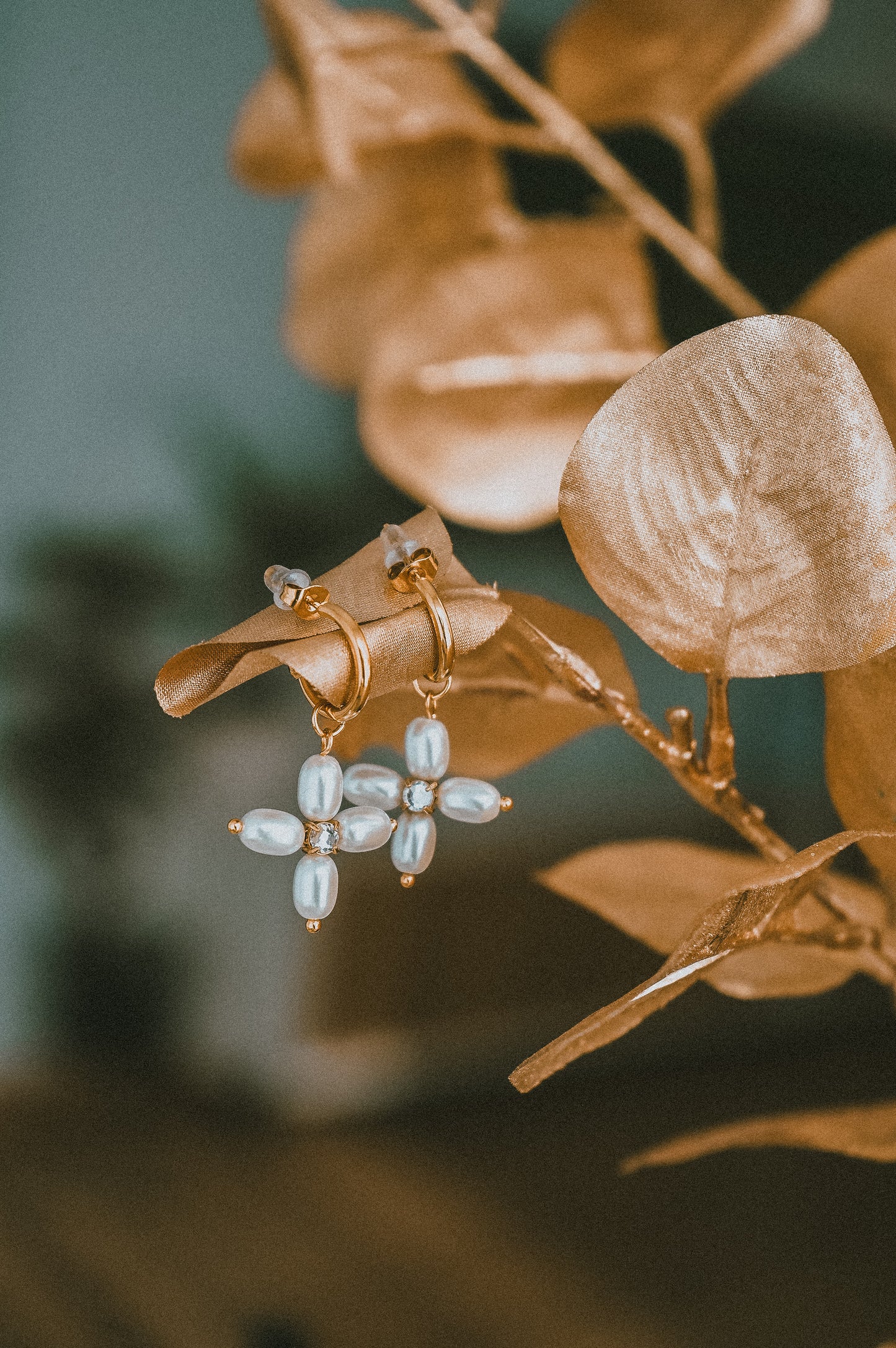 FLOWER PEARL 1V - AÇO INOXIDAVEL BANHO DE OURO 18K ZIRCÓNIA