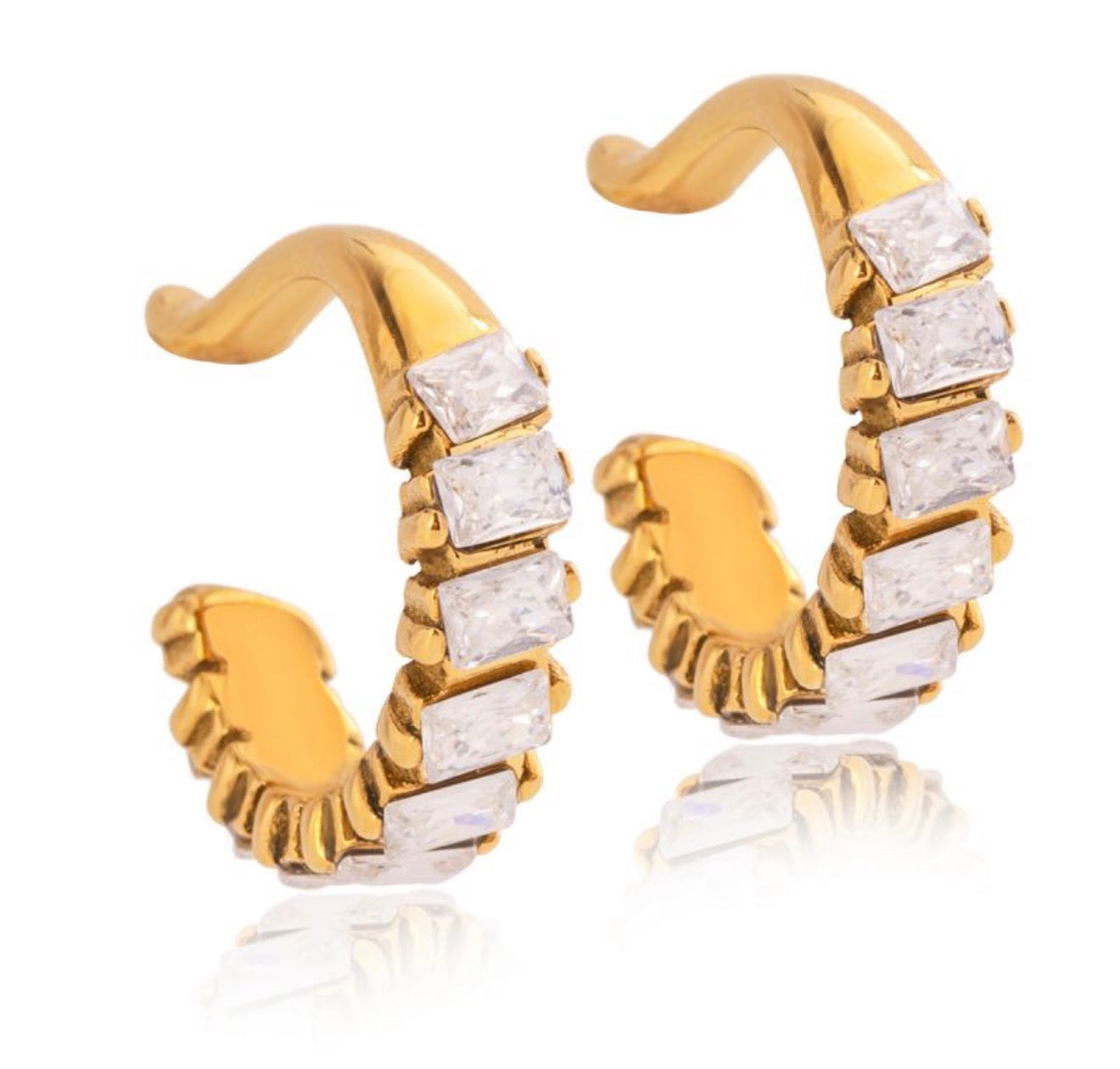 Earcuff aço inoxidável e zirconias - Royal Glam