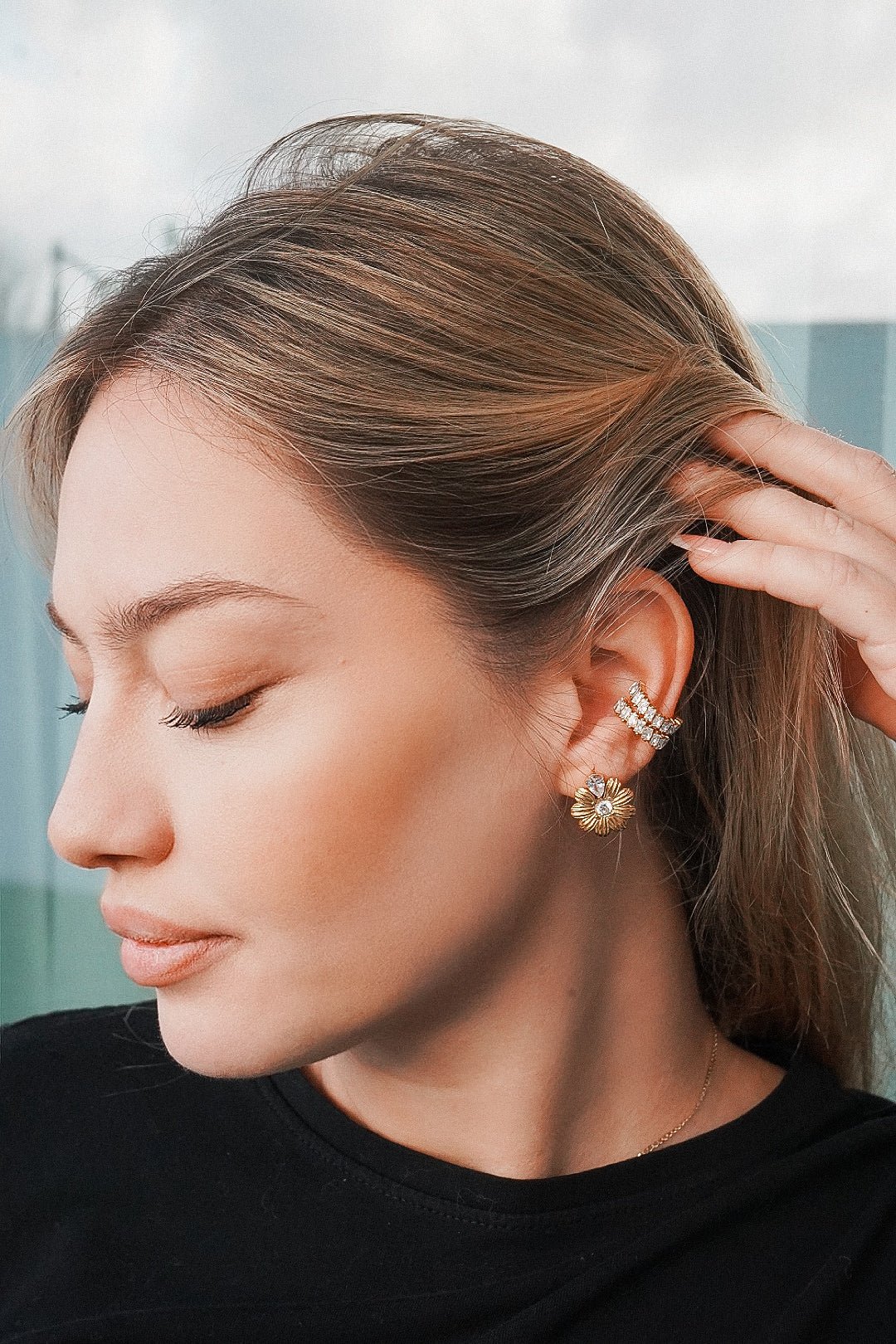 Earcuff aço inoxidável e zirconias - Royal Glam