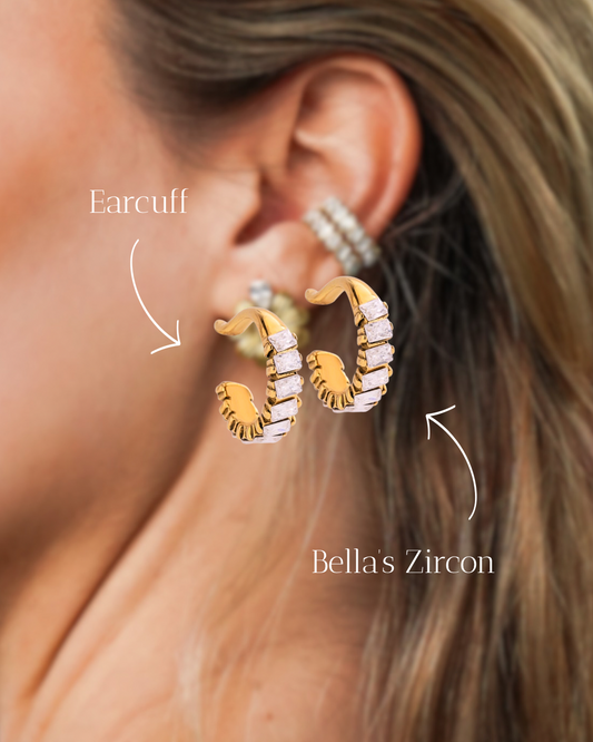 Earcuff aço inoxidável e zirconias - Royal Glam